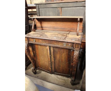 Victorian mahogany chiffonier single drawer above two cupboard doors, shelf to top