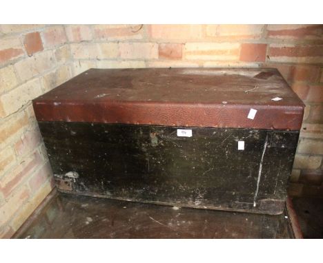 A composite leatherette and wooden trunk, 79 cms long x 41cms wide AF