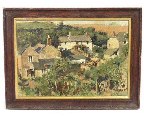 An impressionist oil on canvas of Port Isaac, inscription to verso with note "painted by Mrs. Moody", image size 330mm x 230m