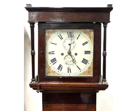 An early 19thC. John & Edward Mason, Worcester longcase clock movement in early 18thC. oak case, 1890mm tall x 450mm wide x 2
