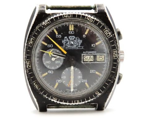 A 1970's Lemania Philip Morris International, parent company of Marlboro, gents automatic chronograph wristwatch, presented t