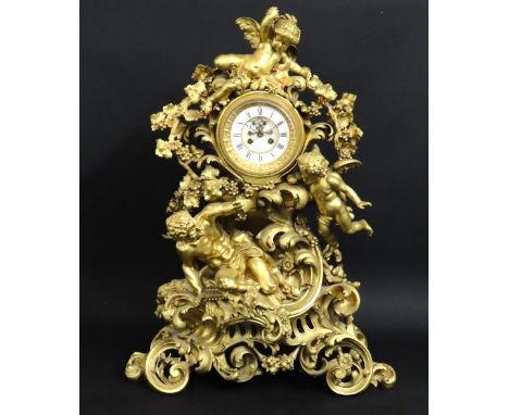 An impressive & substantial French ormolu striking clock by A & J Kleiser, Paris with the movement by S. Marti, depicting Pan