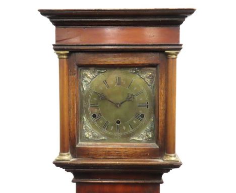A small mahogany cased longcase clock with brass dial, fault to pendulum, 1545mm tall x 325mm wide x 205mm deep 