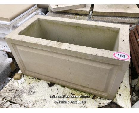 *STONE PLANTER, 50CM (H) X 100CM (W) X 50CM (D) / ITEM LOCATION: TN3, FULL ADDRESS WILL BE GIVEN TO SUCCESSFUL BIDDER