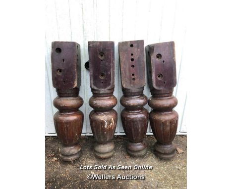 SET OF 4X VICTORIAN SOLID MAHOGANY SNOOKER TABLE LEGS, 75CM (H) / ITEM LOCATION: KT14, FULL ADDRESS WILL BE GIVEN TO SUCCESSF