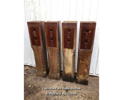 SET OF 4X VICTORIAN SOLID MAHOGANY SNOOKER TABLE LEGS, 75CM (H) / ITEM LOCATION: KT14, FULL ADDRESS WILL BE GIVEN TO SUCCESSF