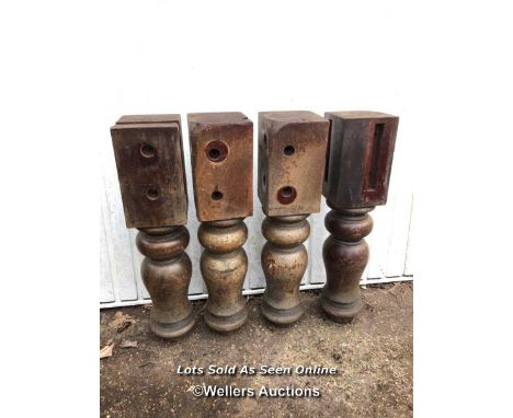 SET OF 4X VICTORIAN SOLID MAHOGANY SNOOKER TABLE LEGS, 75CM (H) / ITEM LOCATION: KT14, FULL ADDRESS WILL BE GIVEN TO SUCCESSF