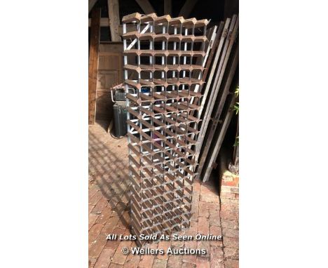 *WINE RACK, STORES 90X BOTTLES, 178CM (H) X 50CM (W) X 23CM (D), RECLAIMED FROM THE LATE SHA OF PERSIA'S WINE CELLAR AT HIS C