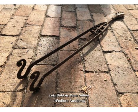 *FRENCH WROUGHT IRON FIRE TONGS, 96CM (L) / ITEM LOCATION: GU8, FULL ADDRESS WILL BE GIVEN TO SUCCESSFUL BIDDER