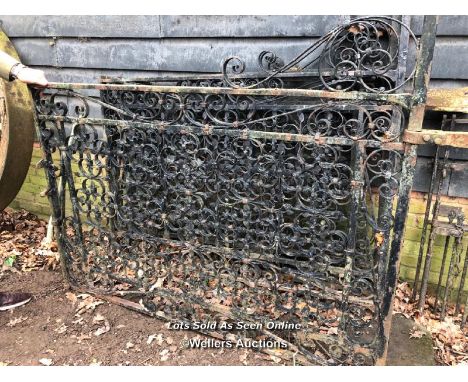 *PAIR OF INTRICATE WROUGHT IRON GATES, 135CM (H) X 153CM (W) / ITEM LOCATION: GU8, FULL ADDRESS WILL BE GIVEN TO SUCCESSFUL B