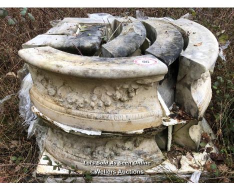 *PALLET OF STONE FOR CIRCULAR POOL SURROUND, WITH INTRICATE VINE CARVING, 77CM (W) X 15CM (D) X 32CM (H), CORNER PIECES ARE 6