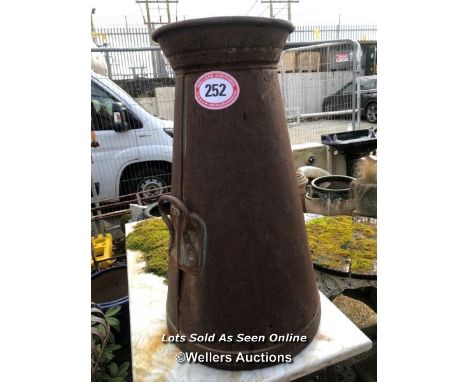 *VICTORIAN MILK CHURN, ONE BROKEN HANDLE, 84CM (H) / ITEM LOCATION: GU34, FULL ADDRESS WILL BE GIVEN TO THE SUCCESSFUL BIDDER