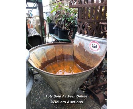 *GALVANISED GRAPE HOPPER, 65CM (W) / ITEM LOCATION: GU34, FULL ADDRESS WILL BE GIVEN TO THE SUCCESSFUL BIDDER