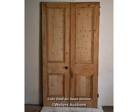 *PINE DOUBLE DOOR WITH FOUR MOULDED PANELS^ 211CM (H) X 112CM (W) X 4CM (D) / ITEM LOCATION: NORWICH (NR9)^ FULL ADDRESS WILL