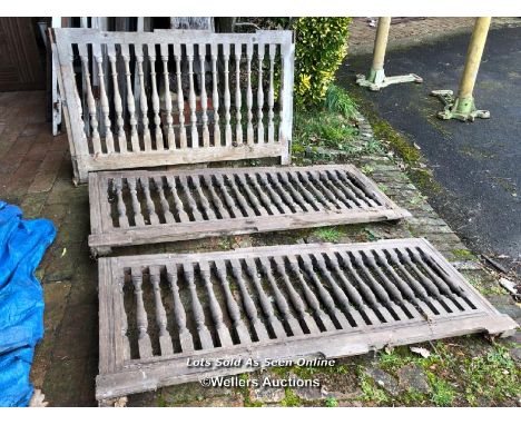 *3X LENGTHS OF VICTORIAN WOODEN SCREENS, IDEAL FOR RADIATOR COVERS, SMALLEST IS 72CM (H) X 117CM (L) X 4CM (D), LARGEST IS 56