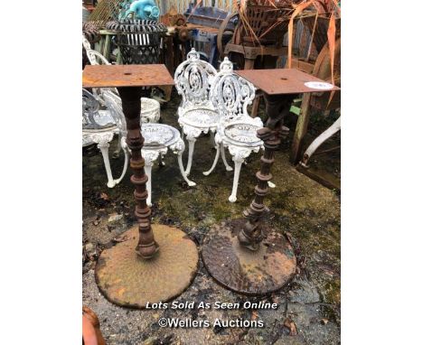 *PAIR CAST IRON DECORATIVE SERPENT TABLE BASES, 97CM (H), BASE 52CM (DIA) / ITEM LOCATION: GU34, FULL ADDRESS WILL BE GIVEN T