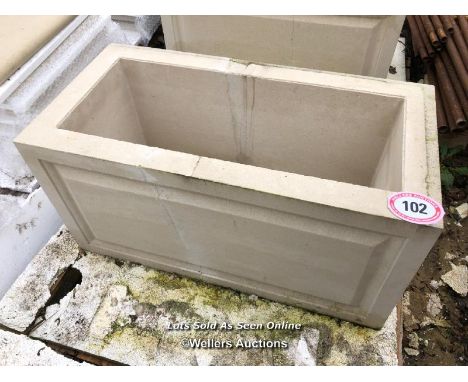 *STONE PLANTER, 50CM (H) X 100CM (W) X 50CM (D) / ITEM LOCATION: TN3, FULL ADDRESS WILL BE GIVEN TO SUCCESSFUL BIDDER