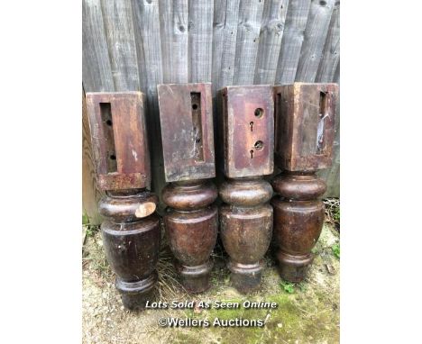 SET OF 4X VICTORIAN SOLID MAHOGANY SNOOKER TABLE LEGS, 75CM (H) / ITEM LOCATION: KT14, FULL ADDRESS WILL BE GIVEN TO SUCCESSF