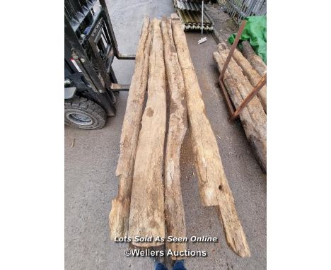 4X RECLAIMED OAK BEAMS^ IN NATURAL CONDITION^ EACH APPROX. 350CM (L)  / ITEM LOCATION: CF31^ BRIGEND^ WALES - FULL ADDRESS WI
