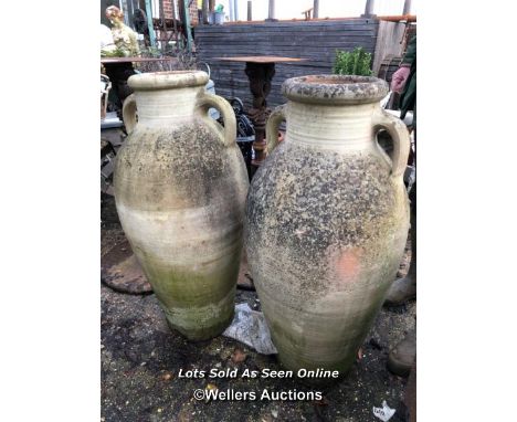 *PAIR LARGE TERRACOTTA OLIVE POTS, 96CM (H) X 45CM (DIA) AT THE WIDEST POINT / ITEM LOCATION: GU34, FULL ADDRESS WILL BE GIVE