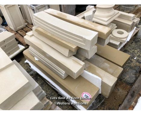 *PALLET OF APPROX. 16X MIXED PIECES OF STONE, FOR SURROUNDS, SILLS, PAVING ETC, VARIOUS SIZES / ITEM LOCATION: TN3, FULL ADDR