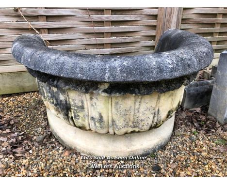 *LARGE INTRICATELY CARVED HALF WALL PLANTER, 46CM (H) X 70CM (D) X 100CM (W) / ITEM LOCATION: TN3, FULL ADDRESS WILL BE GIVEN