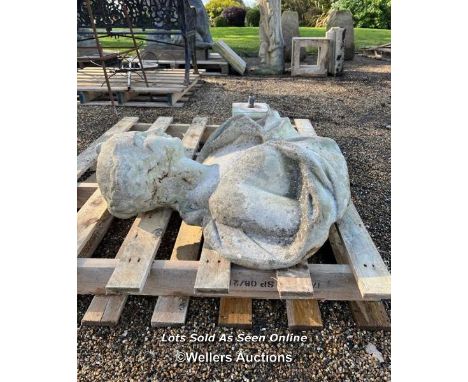 STONE LADY BUST, 88CM (H) / ITEM LOCATION: LINGFIELD (RH7), FULL ADDRESS WILL BE GIVEN TO SUCCESSFUL BIDDER, COLLECTIONS MUST