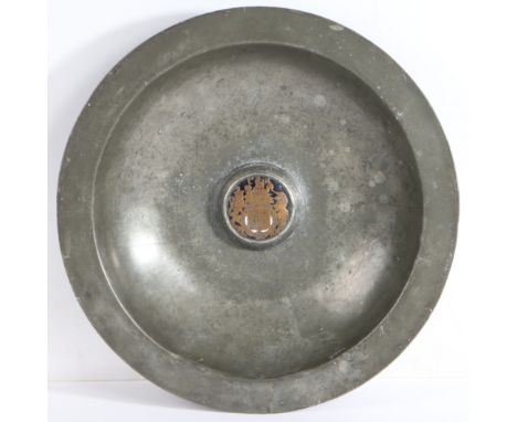An exceptionally rare Charles I pewter and enamel 'rosewater bowl', or alms bowl, English or Scottish, but probably London, c