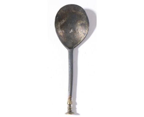 A good mid-16th century pewter and latten baluster and seal-knop spoon, English, circa 1550  Having a broad flattened and tap