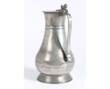 A good George II pewter half-gallon Guernsey measure, Hampshire, circa 1730  Type 1 (Woolmer), with incurved neck and bulbous