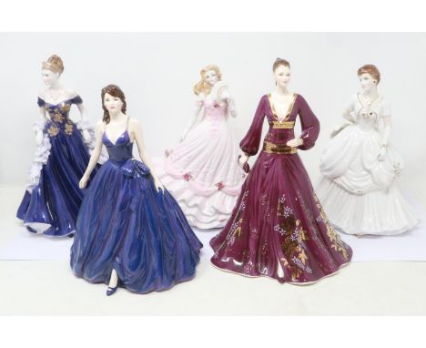 Five Royal Worcester figurines, no cracks or chips, largest H: 23 cm. UK P&amp;P Group 3 (£30+VAT for the first lot and £8+VA