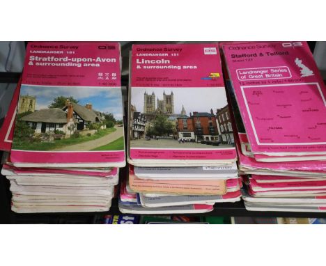 Shelf of Ordnance Survey Landranger maps (60). Not available for in-house P&amp;P 