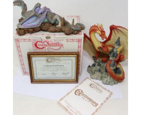 Two Enchantica figurines, limted edition The Cave Dragon 685/7500, boxed, and 1996 annual piece, Glostomorg, both with COA's,