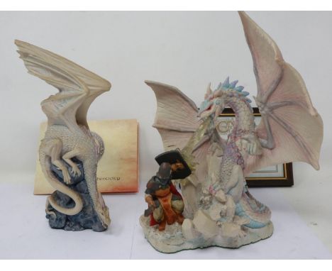 Two limited edition Enchantica figurines, Snowdragon 6825/7500 and Morardris 868/3950, both with COA's and boxed, largest H: 