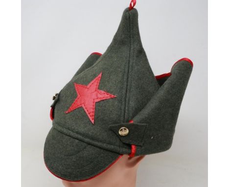 Red Army re-enactment budenovka peaked parade cap, size XL. UK P&amp;P Group 2 (£20+VAT for the first lot and £4+VAT for subs