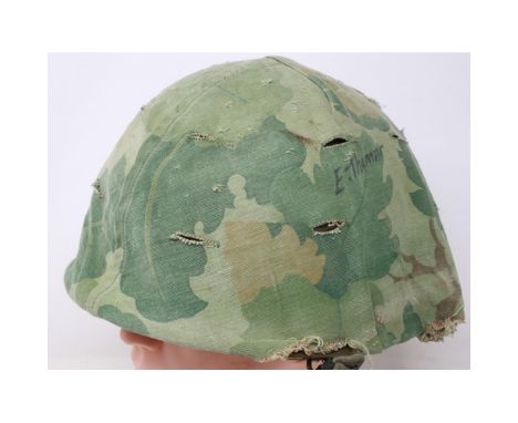 American M-1 helmet, liner and camouflage cover. UK P&amp;P Group 3 (£30+VAT for the first lot and £8+VAT for subsequent lots