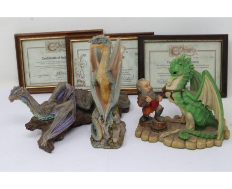 Three Enchantica figurines, The Cave Dragon limited edition 231/7500, The Sea Dragon Collectors Club Special Commission, and 