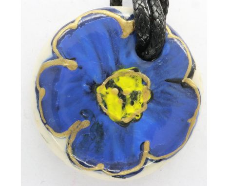 Anita Harris Forget Me Not pendant necklace, limited edition of fifteen only, D: 40 mm, L: 50 cm. UK P&amp;P Group 0 (£6+VAT 