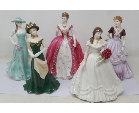 Five Royal Worcester figurines, no cracks or chips, largest H: 23 cm. UK P&amp;P Group 3 (£30+VAT for the first lot and £8+VA