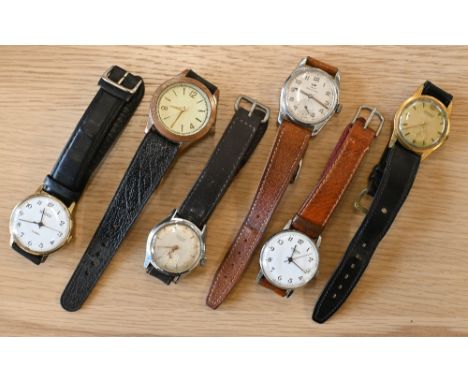 A gents vintage LIP Elgiloy chrome plated manual wristwatch, the champagne dial with Arabic numerals and secondary seconds, o