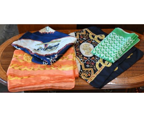 A Jacqmar silk scarf and three other scarves (4) 