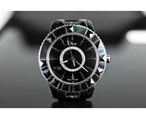 A lady's Christian Dior VIII (Vendome) bracelet watch with black&nbsp;ceramic diamond-set dial, reference CD1231E0, quartz mo