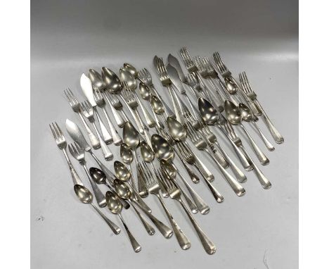 A collection of Dutch metalwares silver cutlery and flatware 1245.7g (40ozt), together with a collection of English silver fl