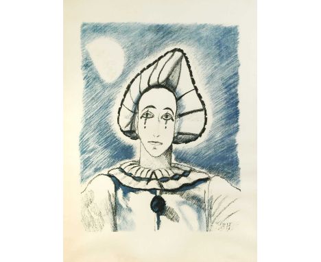 § Albert Houthuesen (Dutch/British. 1903-1979) Clown with Striped Hatlithograph77 x 57cmProvenance:With Nottingham City Arts 