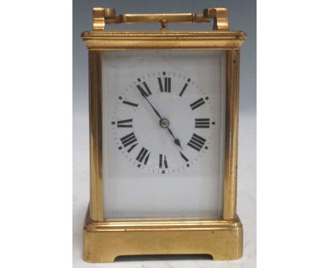 A French brass carriage clock, early 20th century, with replacement platform escapement18 x 9.5 x 8cmThere is a crack on the 