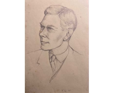 § Sir Peter Markham Scott CH CBE FRS (British, 1909-1989) A portrait drawing of King George VIinscribed 'KG VI'pencil, unfram