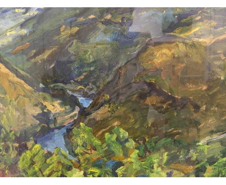 Malvina Cheek, ARCA (British, 1915-2016) River Gorgeoil on paper46 x 58cmMalvina Cheek was a British artist, best known for h