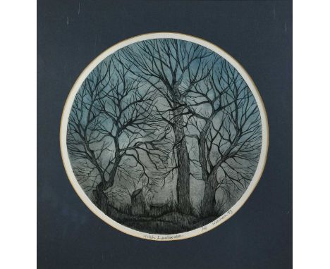 Deborah Watchorn (Modern Contemporary)  Welsh Landscape signed and dated 'Watchorn '83' (lower right); numbered 1/5 etching a