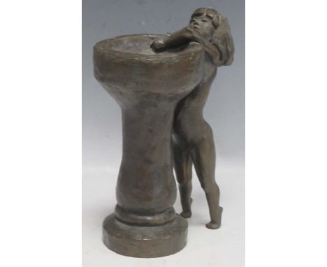 Tom Greenshields, a bronzed resin model of the Birdbath, 21cm