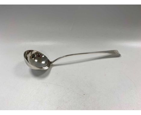 A George III silver soup ladle